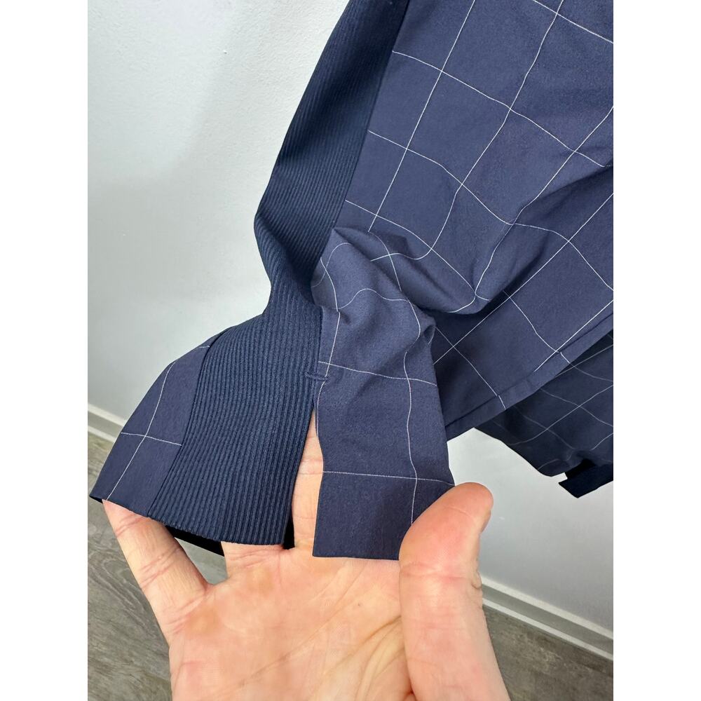 Athleta Brooklyn Textured Ankle Pant Navy Blue Windowpane Size 8 Travel Pant - Picture 11 of 14